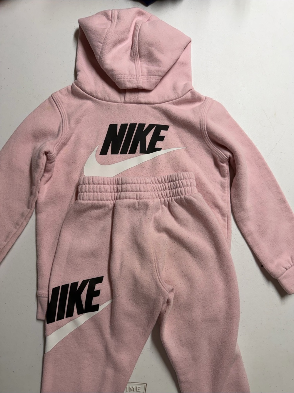 Nike Pink Hoodie & Jogger Set with Black Logo
Size 3